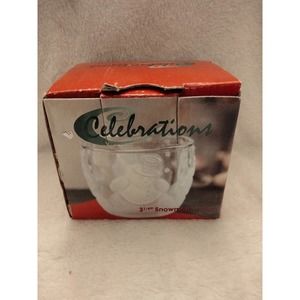 Crystal Glass frosted Snowman Votive 3.25"